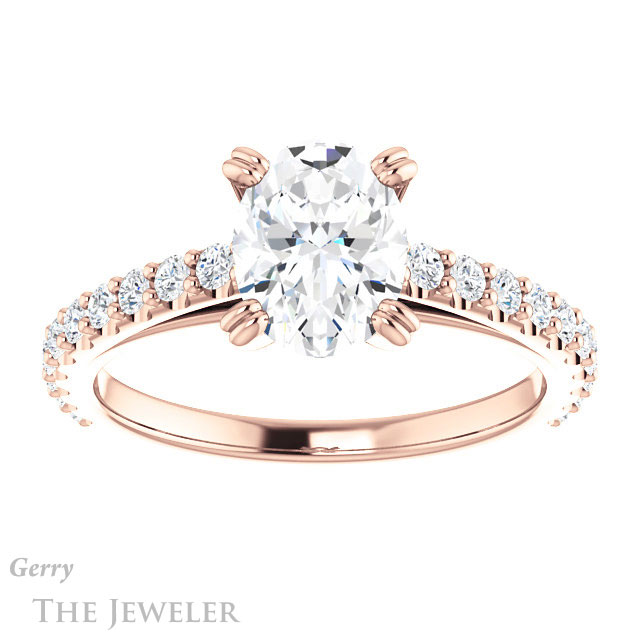 Oval Shaped Forever One Moissanite Engagement Ring #GTJ944-oval-fo-r