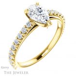 Pear Shaped Forever One Moissanite Engagement Ring #GTJ944-pear-fb-y 4 Pear Shaped Forever Brilliant Moissanite Engagement Ring #GTJ944-pear-fb-y