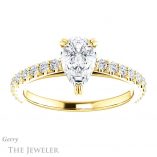 Pear Shaped Forever One Moissanite Engagement Ring #GTJ944-pear-fb-y 1 Pear Shaped Forever Brilliant Moissanite Engagement Ring #GTJ944-pear-fb-y