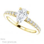 Pear Shaped Forever One Moissanite Engagement Ring #GTJ944-pear-fb-y 5 Pear Shaped Forever Brilliant Moissanite Engagement Ring #GTJ944-pear-fb-y