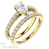 Pear Shaped Forever One Moissanite Engagement Ring #GTJ944-pear-fb-y 6 Pear Shaped Forever Brilliant Moissanite Engagement Ring #GTJ944-pear-fb-y