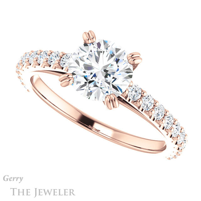 Round Cut Forever One Moissanite Engagement Ring #GTJ944-round-fo-r 5 Round Cut Forever One Moissanite Engagement Ring #GTJ944-round-fo-r