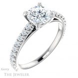 Round Cut Forever One Moissanite Engagement Ring #GTJ944-round-fo-w