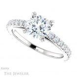 Round Cut Forever One Moissanite Engagement Ring #GTJ944-round-fo-w
