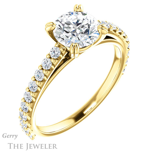 Round Cut Forever One Moissanite Engagement Ring #GTJ944-round-fo-y 4 Round Cut Forever One Moissanite Engagement Ring #GTJ944-round-fo-y