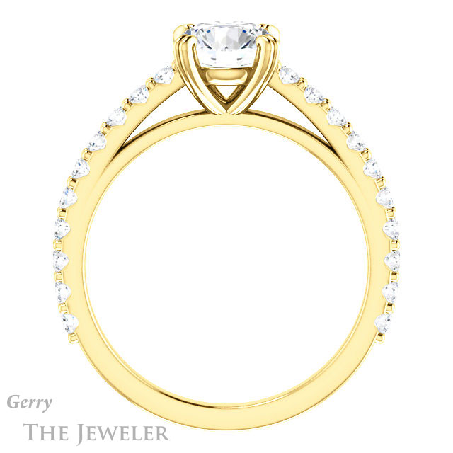 Round Cut Forever One Moissanite Engagement Ring #GTJ944-round-fo-y