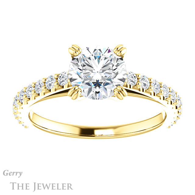 Round Cut Forever One Moissanite Engagement Ring #GTJ944-round-fo-y