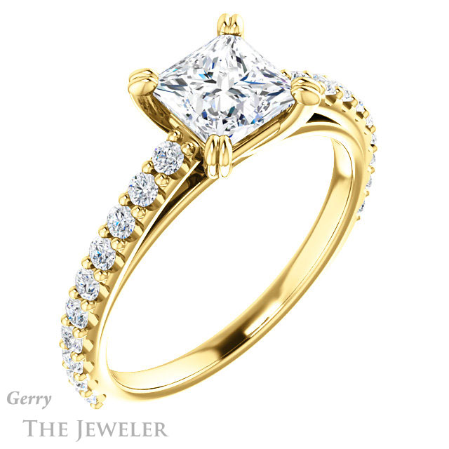 Princess Cut Forever One Moissanite Engagement Ring #GTJ944-square-fo-y