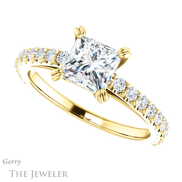 Princess Cut Forever One Moissanite Engagement Ring #GTJ944-square-fo-y