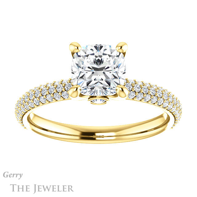 Cushion Cut Forever One Moissanite Engagement Ring #GTJ945-cushion-fo-y