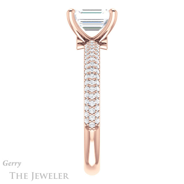 Emerald Cut Forever One Moissanite Engagement Ring #GTJ945-emerald-fb-r 3 Emerald Cut Forever Brilliant Moissanite Engagement Ring #GTJ945-emerald-fb-r
