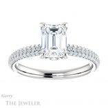 Emerald Cut Forever One Moissanite Engagement Ring #GTJ945-emerald-fb-w 1 Emerald Cut Forever Brilliant Moissanite Engagement Ring #GTJ945-emerald-fb-w