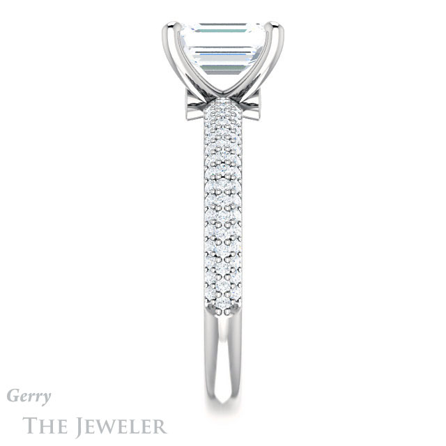 Emerald Cut Forever One Moissanite Engagement Ring #GTJ945-emerald-fb-w 3 Emerald Cut Forever Brilliant Moissanite Engagement Ring #GTJ945-emerald-fb-w