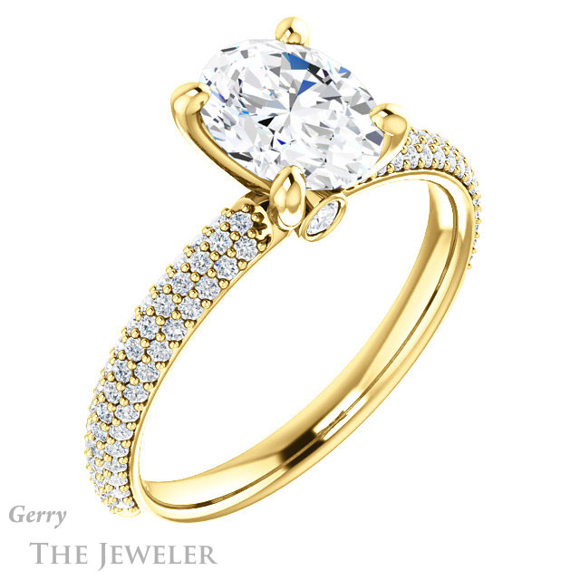 Oval Shaped Forever One Moissanite Engagement Ring #GTJ945-oval-fo-y 4 Oval Shaped Forever One Moissanite Engagement Ring #GTJ945-oval-fo-y