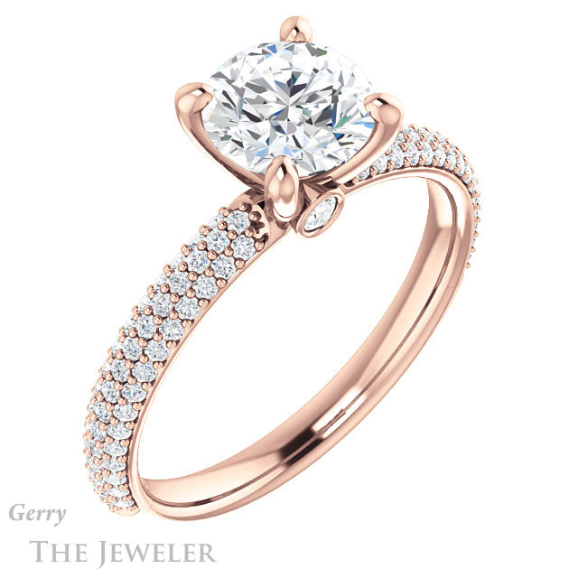 Round Cut Forever One Moissanite Engagement Ring #GTJ945-round-fo-r