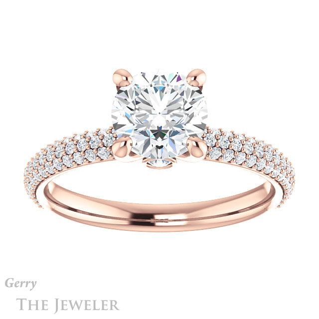 Round Cut Forever One Moissanite Engagement Ring #GTJ945-round-fo-r