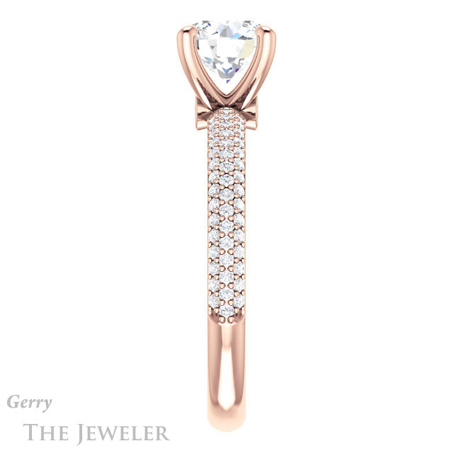 Round Cut Forever One Moissanite Engagement Ring #GTJ945-round-fo-r