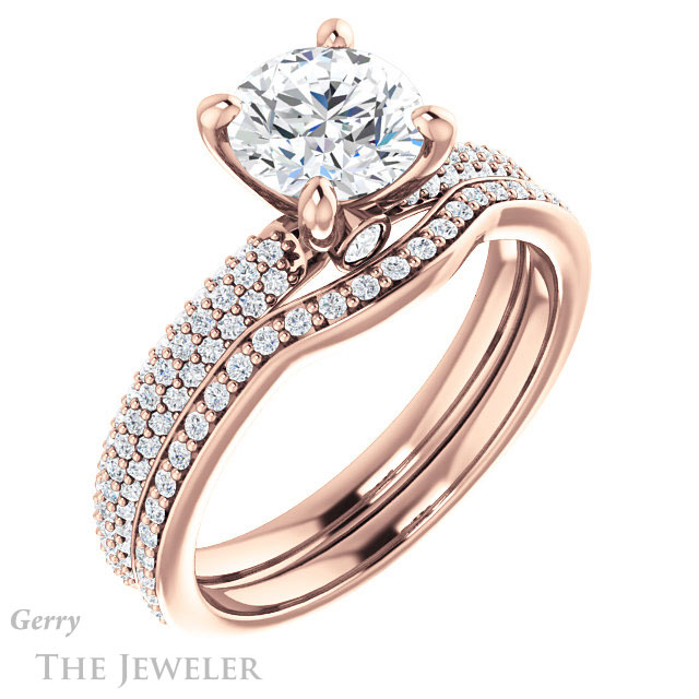 Round Cut Forever One Moissanite Engagement Ring #GTJ945-round-fo-r