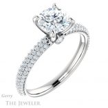 Round Cut Forever One Moissanite Engagement Ring #GTJ945-round-fo-w