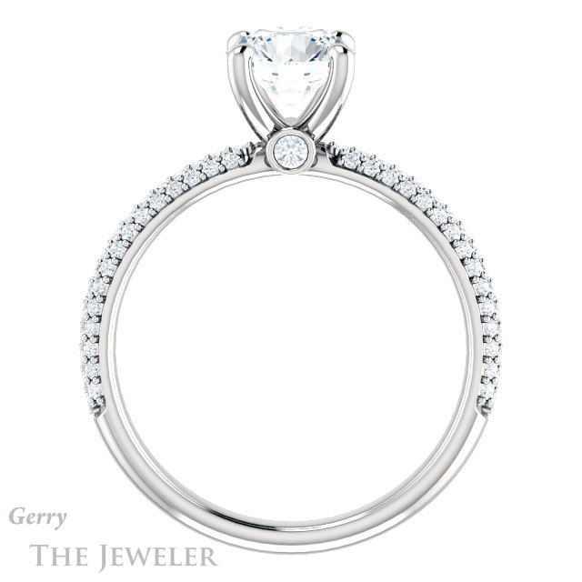 Round Cut Forever One Moissanite Engagement Ring #GTJ945-round-fo-w