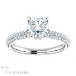 Round Cut Forever One Moissanite Engagement Ring #GTJ945-round-fo-w