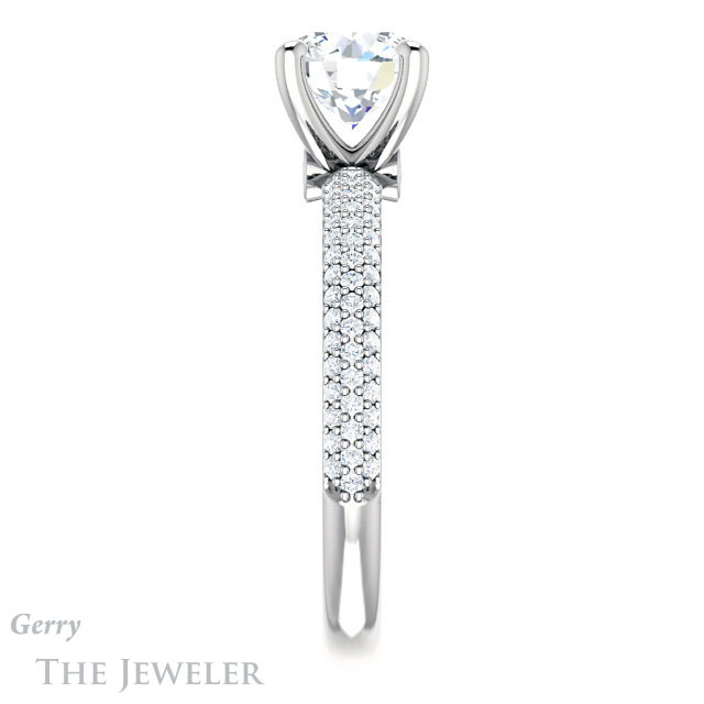 Round Cut Forever One Moissanite Engagement Ring #GTJ945-round-fo-w