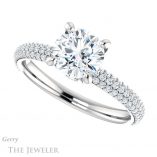 Round Cut Forever One Moissanite Engagement Ring #GTJ945-round-fo-w