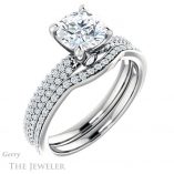 Round Cut Forever One Moissanite Engagement Ring #GTJ945-round-fo-w