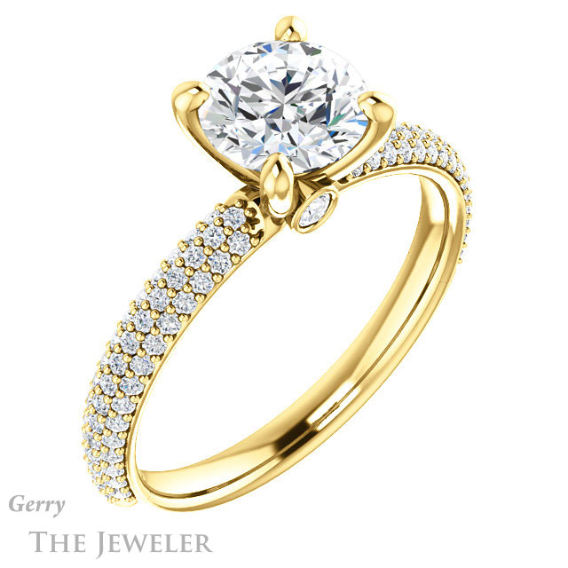 Round Cut Forever One Moissanite Engagement Ring #GTJ945-round-fo-y 4 Round Cut Forever One Moissanite Engagement Ring #GTJ945-round-fo-y