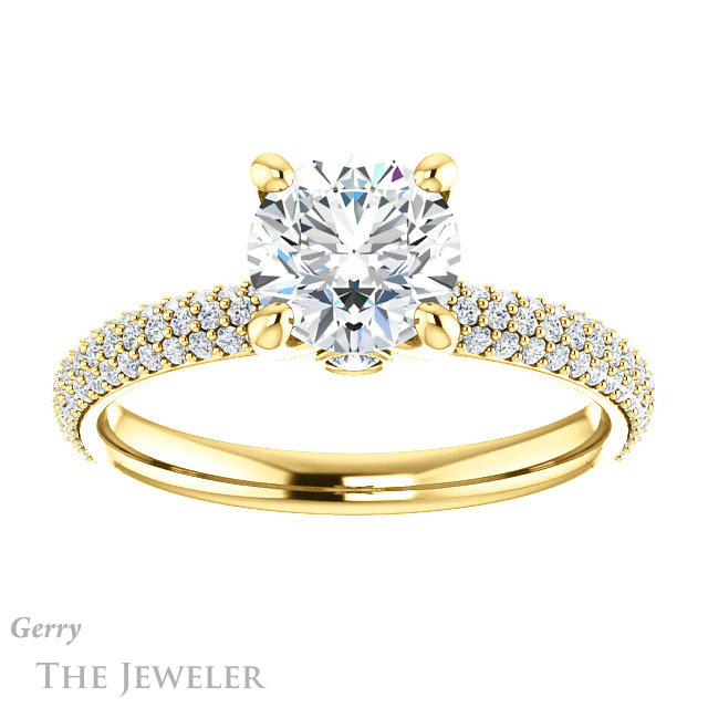 Round Cut Forever One Moissanite Engagement Ring #GTJ945-round-fo-y