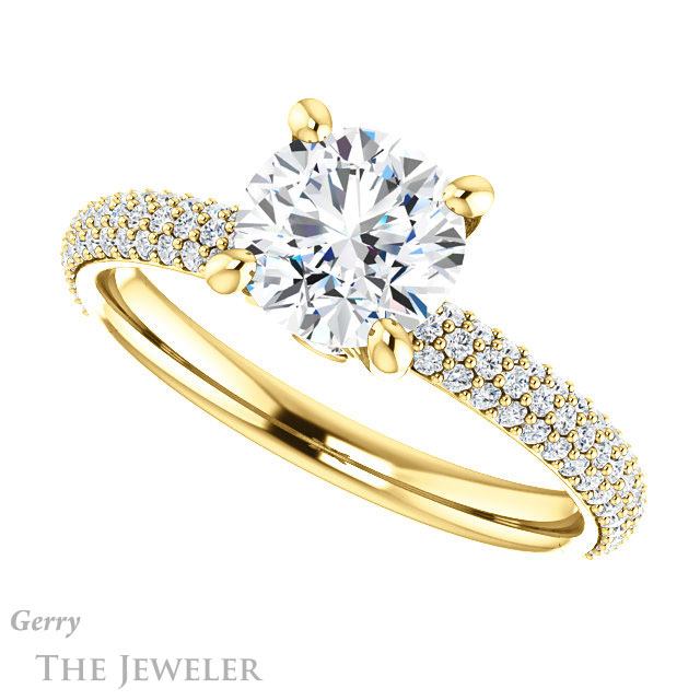 Round Cut Forever One Moissanite Engagement Ring #GTJ945-round-fo-y 5 Round Cut Forever One Moissanite Engagement Ring #GTJ945-round-fo-y