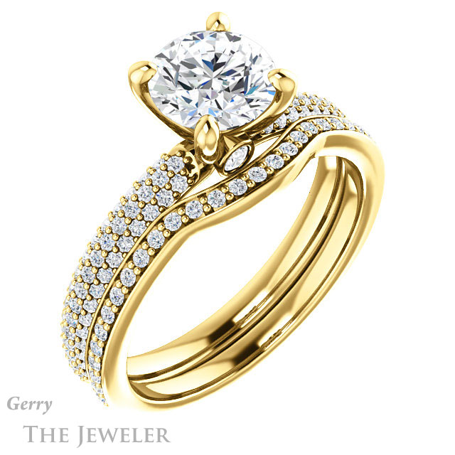 Round Cut Forever One Moissanite Engagement Ring #GTJ945-round-fo-y 6 Round Cut Forever One Moissanite Engagement Ring #GTJ945-round-fo-y