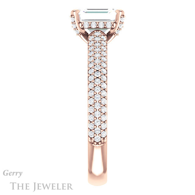 Emerald Cut Forever One Moissanite Engagement Ring #GTJ946-emerald-fb-r 3 Emerald Cut Forever Brilliant Moissanite Engagement Ring #GTJ946-emerald-fb-r
