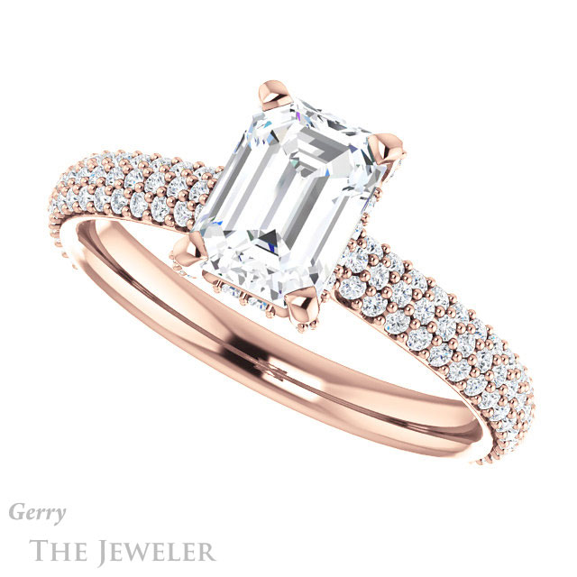 Emerald Cut Forever One Moissanite Engagement Ring #GTJ946-emerald-fb-r 5 Emerald Cut Forever Brilliant Moissanite Engagement Ring #GTJ946-emerald-fb-r