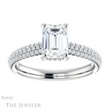 Emerald Cut Forever One Moissanite Engagement Ring #GTJ946-emerald-fb-w 1 Emerald Cut Forever Brilliant Moissanite Engagement Ring #GTJ946-emerald-fb-w