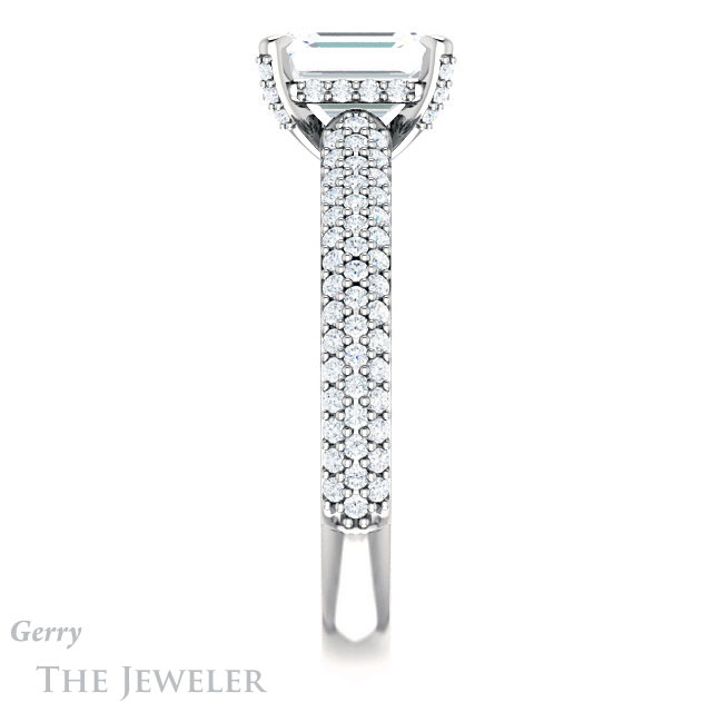Emerald Cut Forever One Moissanite Engagement Ring #GTJ946-emerald-fb-w 3 Emerald Cut Forever Brilliant Moissanite Engagement Ring #GTJ946-emerald-fb-w