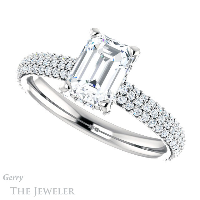 Emerald Cut Forever One Moissanite Engagement Ring #GTJ946-emerald-fb-w 5 Emerald Cut Forever Brilliant Moissanite Engagement Ring #GTJ946-emerald-fb-w