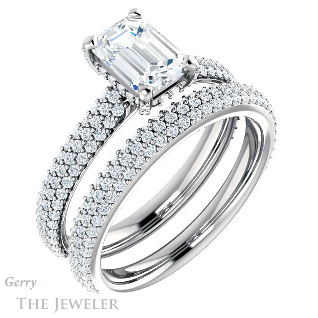 Emerald Cut Forever One Moissanite Engagement Ring #GTJ946-emerald-fb-w 6 Emerald Cut Forever Brilliant Moissanite Engagement Ring #GTJ946-emerald-fb-w