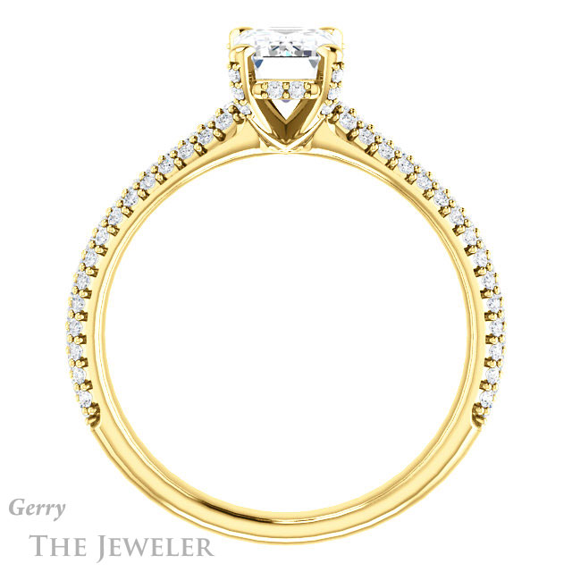 Emerald Cut Forever One Moissanite Engagement Ring #GTJ946-emerald-fb-y 2 Emerald Cut Forever Brilliant Moissanite Engagement Ring #GTJ946-emerald-fb-y