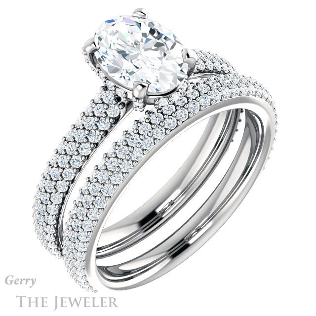 Oval Shaped Forever One Moissanite Engagement Ring #GTJ946-oval-fo-w 6 Oval Shaped Forever One Moissanite Engagement Ring #GTJ946-oval-fo-w