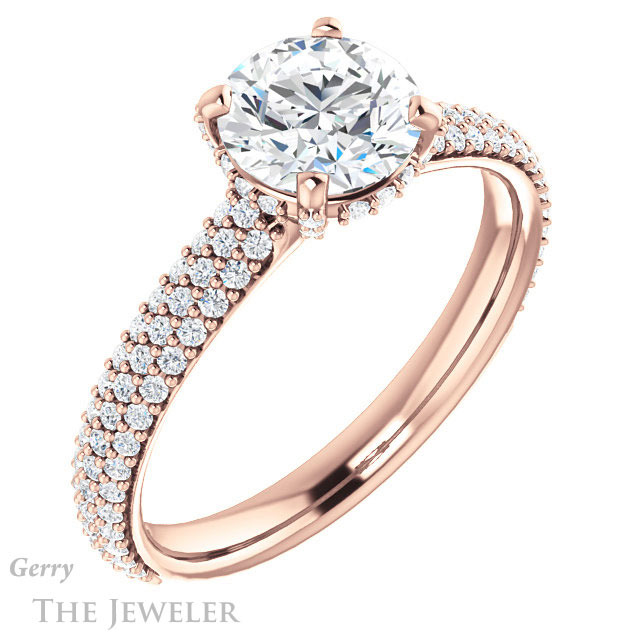 Round Cut Forever One Moissanite Engagement Ring #GTJ946-round-fo-r