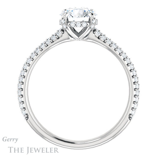 Round Cut Forever One Moissanite Engagement Ring #GTJ946-round-fo-w