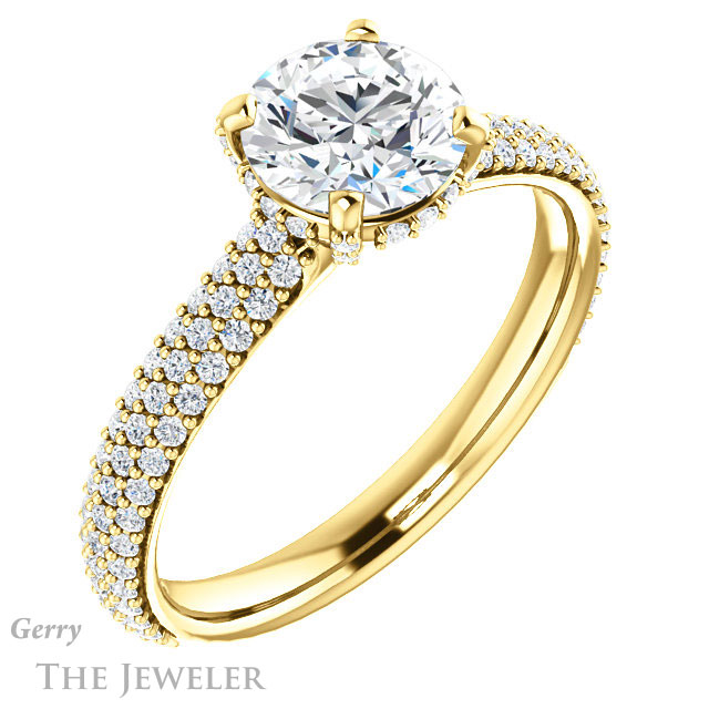 Round Cut Forever One Moissanite Engagement Ring #GTJ946-round-fo-y 4 Round Cut Forever One Moissanite Engagement Ring #GTJ946-round-fo-y