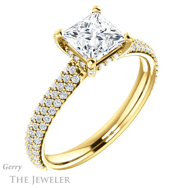 Princess Cut Forever One Moissanite Engagement Ring #GTJ946-square-fo-y 4 Princess Cut Forever One Moissanite Engagement Ring #GTJ946-square-fo-y