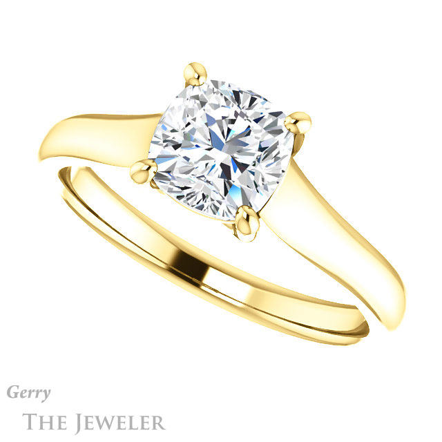 Cushion Cut Forever One Moissanite Engagement Ring #GTJ947-cushion-fo-y 5 Cushion Cut Forever One Moissanite Engagement Ring #GTJ947-cushion-fo-y