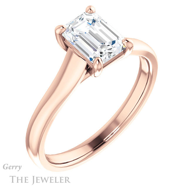 Emerald Cut Forever One Moissanite Engagement Ring #GTJ947-emerald-fb-r 4 Emerald Cut Forever Brilliant Moissanite Engagement Ring #GTJ947-emerald-fb-r