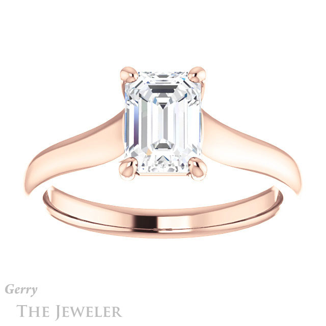 Emerald Cut Forever Brilliant Moissanite Engagement Ring #GTJ947-emerald-fb-r