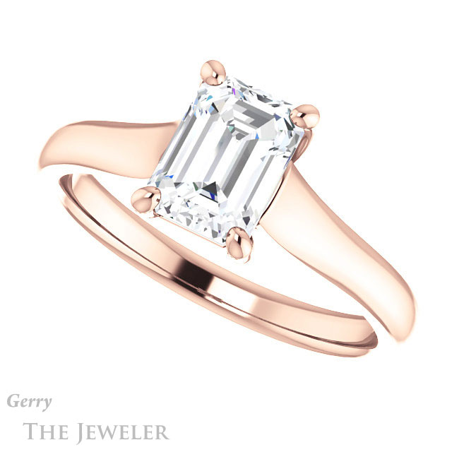 Emerald Cut Forever One Moissanite Engagement Ring #GTJ947-emerald-fb-r 5 Emerald Cut Forever Brilliant Moissanite Engagement Ring #GTJ947-emerald-fb-r
