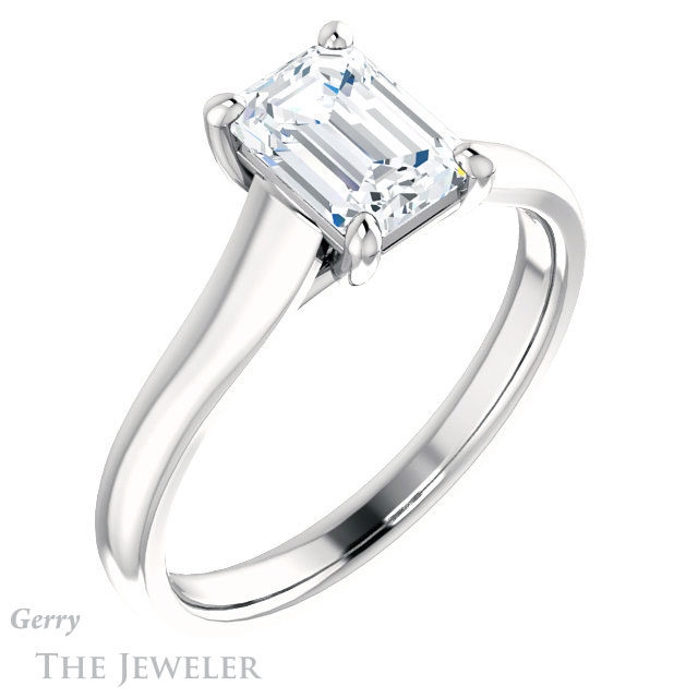 Emerald Cut Forever One Moissanite Engagement Ring #GTJ947-emerald-fb-w 4 Emerald Cut Forever Brilliant Moissanite Engagement Ring #GTJ947-emerald-fb-w