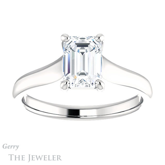 Emerald Cut Forever Brilliant Moissanite Engagement Ring #GTJ947-emerald-fb-w